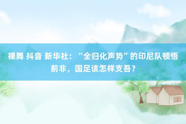 裸舞 抖音 新华社：“全归化声势”的印尼队顿悟前非，国足该怎样支吾？